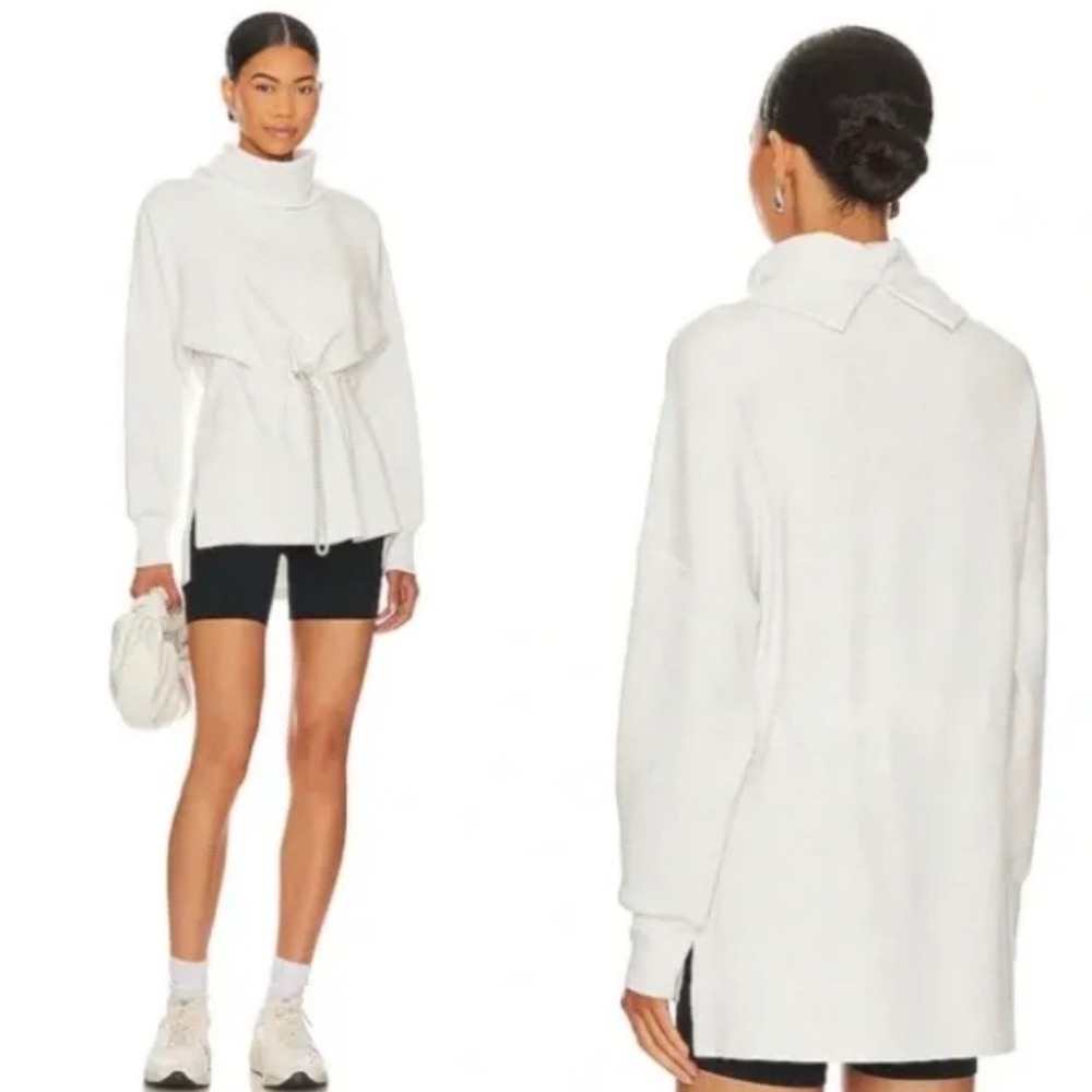 Varley‎ Freya Sweat DoubleSoft Cowl Neck Drawstring Pullover Ivory Marl VAR01168